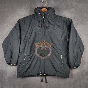 Vintage Bogner‎ Ski Jacket Womens Medium Black 1/4 Zip Pullover Embroidered  USA